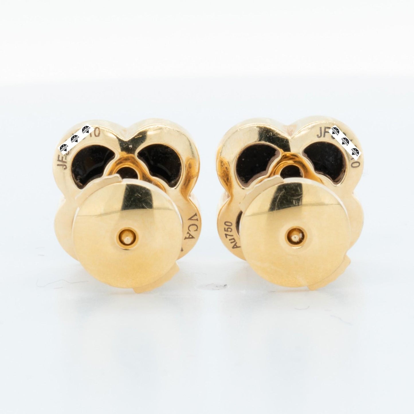 Van Cleef Arpels Pure Alhambra Onyx 18k Yellow Gold Earstud Earrings + RCPT COA