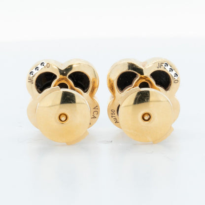 Van Cleef Arpels Pure Alhambra Onyx 18k Yellow Gold Earstud Earrings + RCPT COA