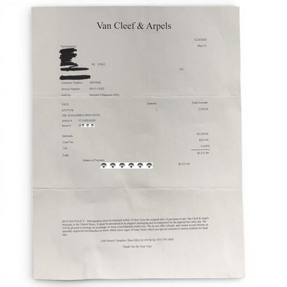 Van Cleef Arpels Pure Alhambra Onyx 18k Yellow Gold Earstud Earrings + RCPT COA