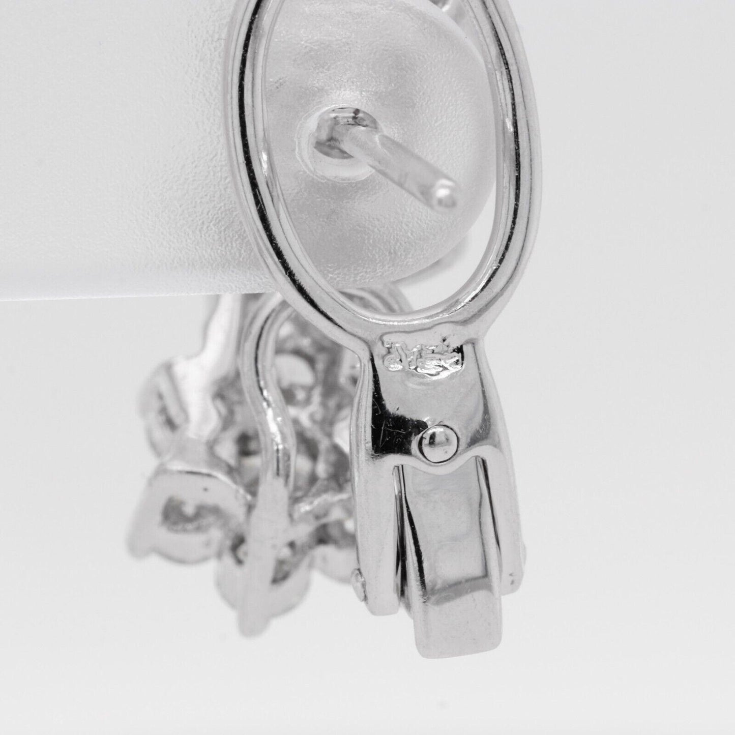 Platinum 800 & 18k White Gold Diamond Triple Cluster Earrings 2.50ctw F VS1