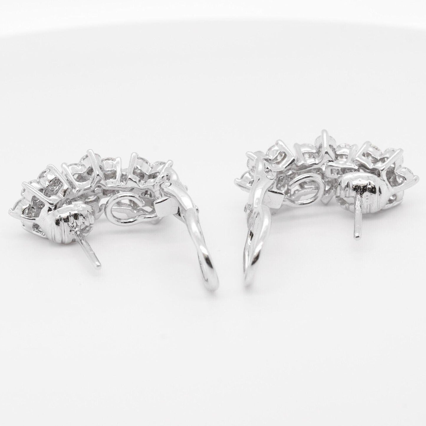 Platinum 800 & 18k White Gold Diamond Triple Cluster Earrings 2.50ctw F VS1