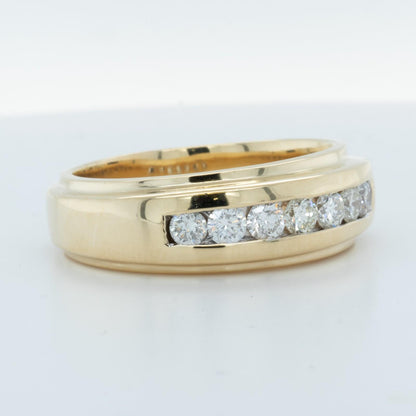 Men's 14k Yellow Gold Diamond Channel Set Band 0.65ctw H SI1 17g Ring Size 12.75