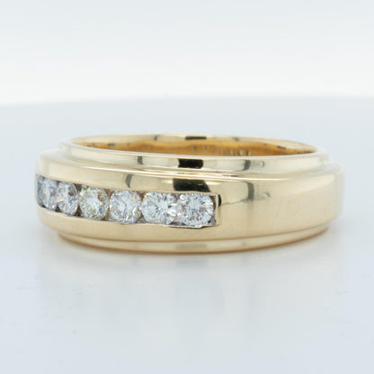 Men's 14k Yellow Gold Diamond Channel Set Band 0.65ctw H SI1 17g Ring Size 12.75