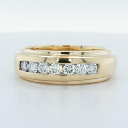 Men's 14k Yellow Gold Diamond Channel Set Band 0.65ctw H SI1 17g Ring Size 12.75