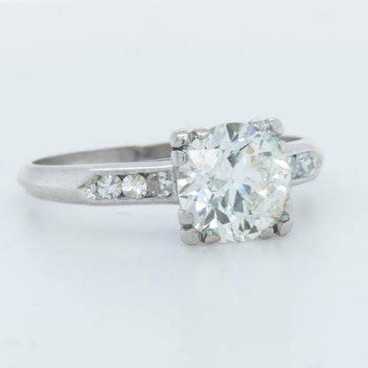 Antique Art Deco Platinum Solitaire Diamond Ring / Accents 1.50ct I I2 Size 6.75