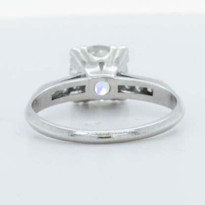 Antique Art Deco Platinum Solitaire Diamond Ring / Accents 1.50ct I I2 Size 6.75
