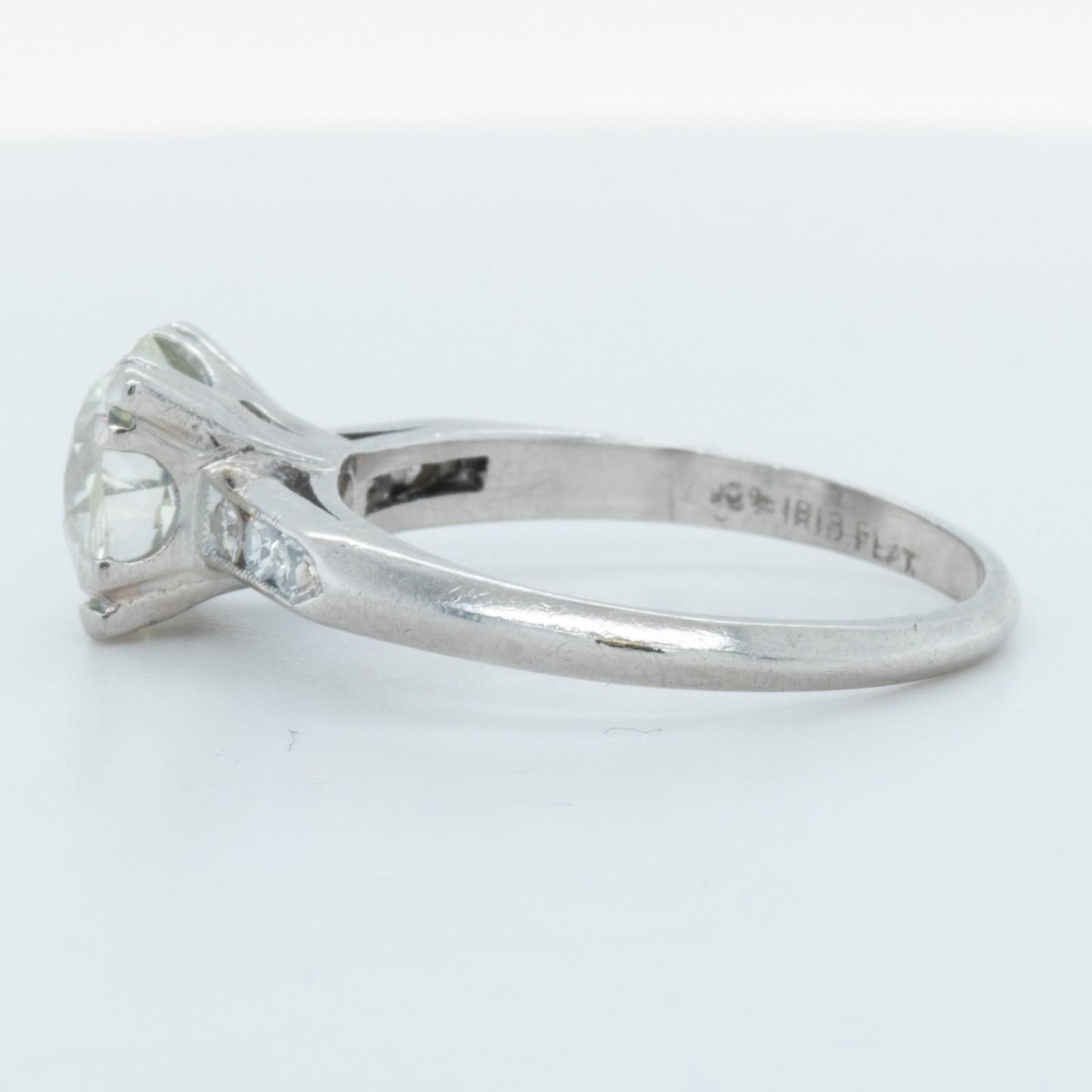 Antique Art Deco Platinum Solitaire Diamond Ring / Accents 1.50ct I I2 Size 6.75