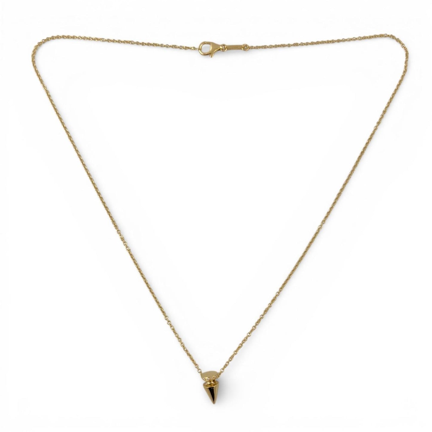 Mouawad 18k Yellow Gold Diamond Dainty Spike Pendulum Cone Necklace 0.05ctw 16"
