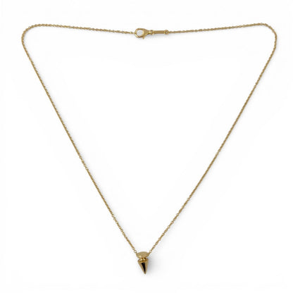 Mouawad 18k Yellow Gold Diamond Dainty Spike Pendulum Cone Necklace 0.05ctw 16"