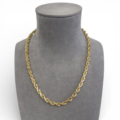 Men's 14k Yellow Gold Rope Chain 7.20mm Link Necklace 22" 94.3g THICK HEAVY