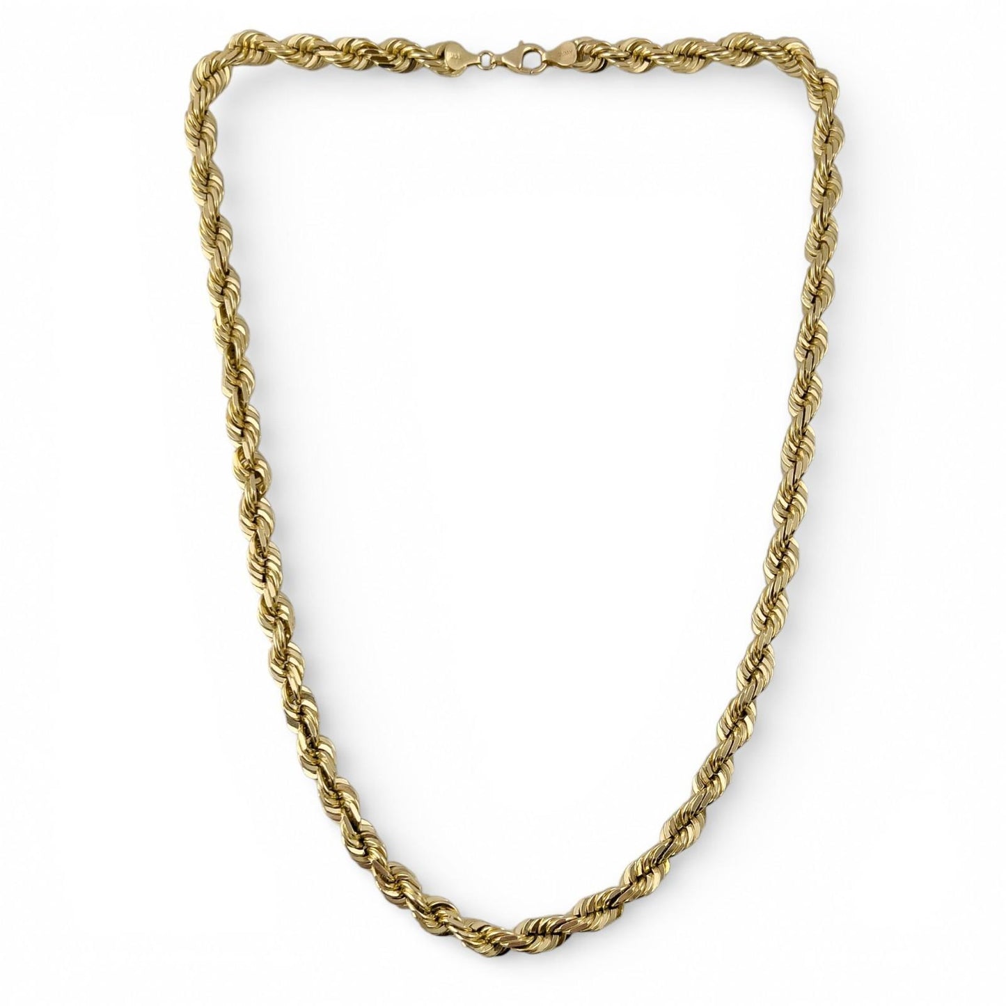 Men's 14k Yellow Gold Rope Chain 7.20mm Link Necklace 22" 94.3g THICK HEAVY