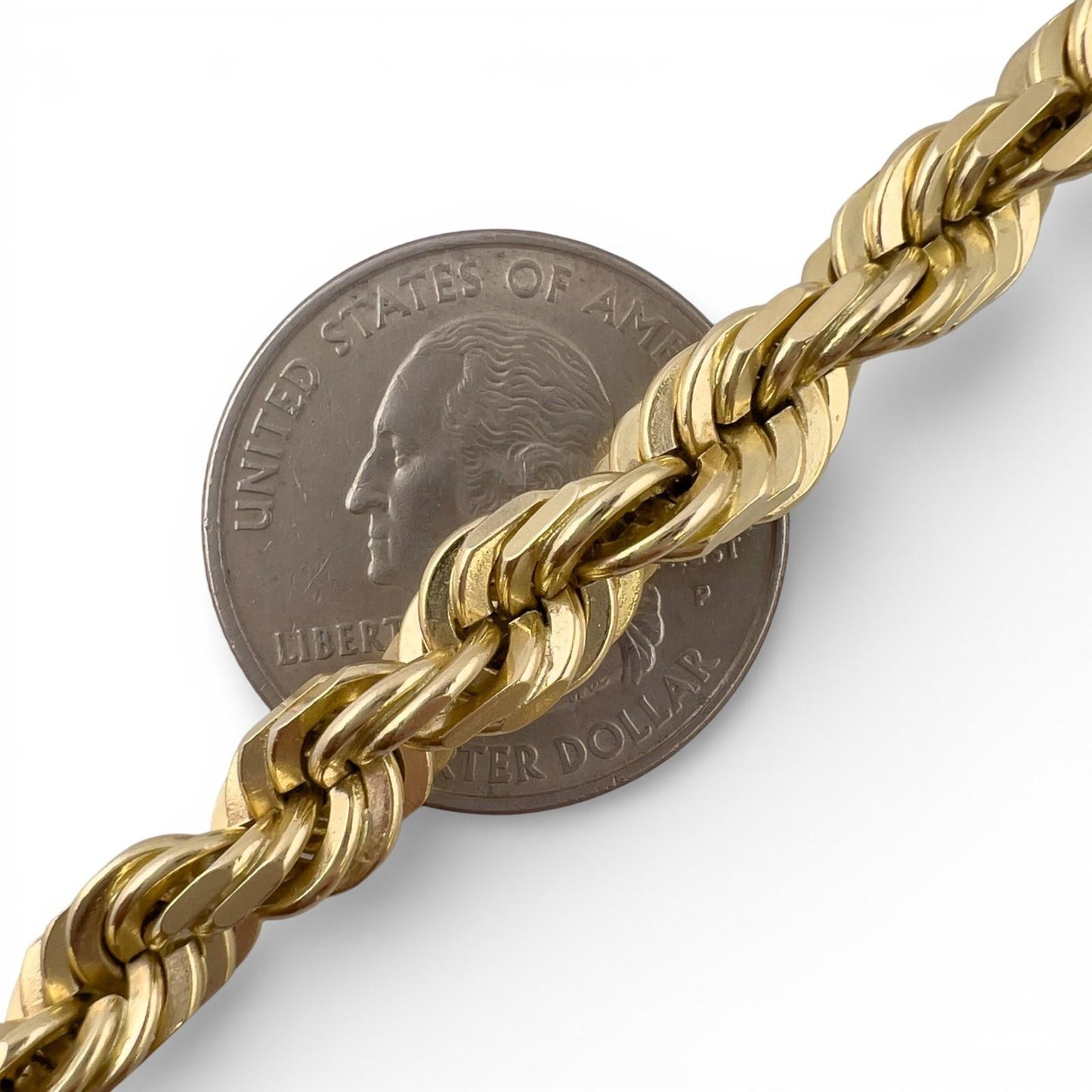 Men's 14k Yellow Gold Rope Chain 7.20mm Link Necklace 22" 94.3g THICK HEAVY