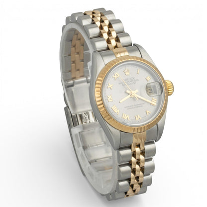 1999 Rolex Ladies DateJust 79173 Steel & 18k Yellow Gold Gray Roman Jubilee 26mm