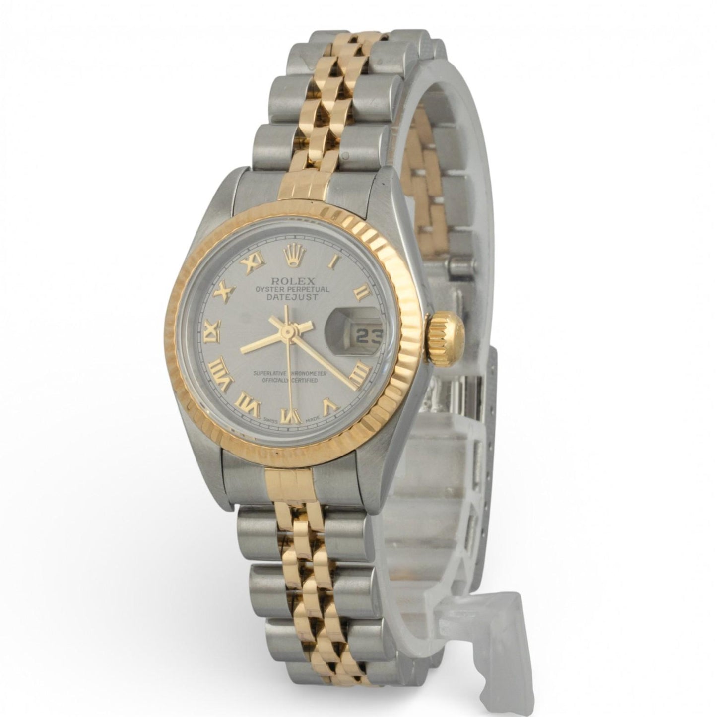 1999 Rolex Ladies DateJust 79173 Steel & 18k Yellow Gold Gray Roman Jubilee 26mm