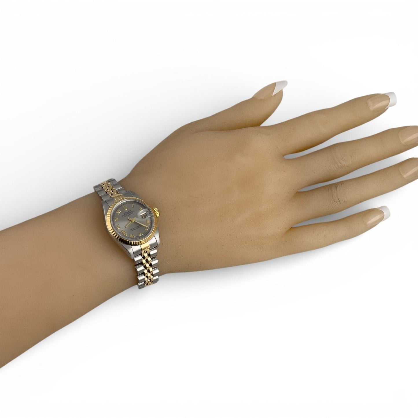 1999 Rolex Ladies DateJust 79173 Steel & 18k Yellow Gold Gray Roman Jubilee 26mm
