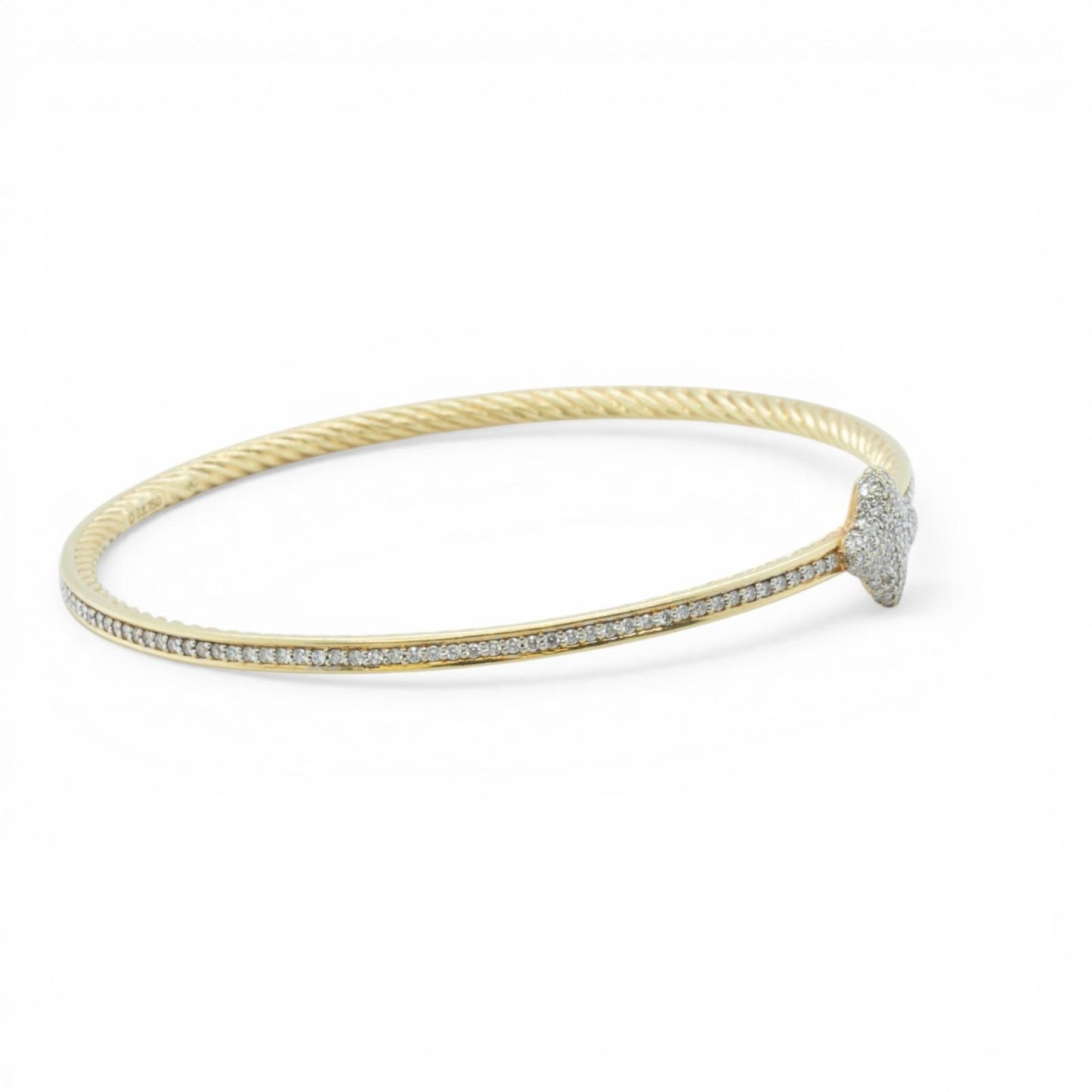 David Yurman 18k Yellow Gold Pave Diamond Confetti Quatrefoil Bangle Bracelet