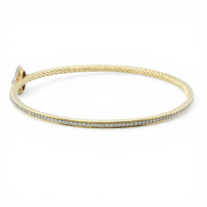 David Yurman 18k Yellow Gold Pave Diamond Confetti Quatrefoil Bangle Bracelet