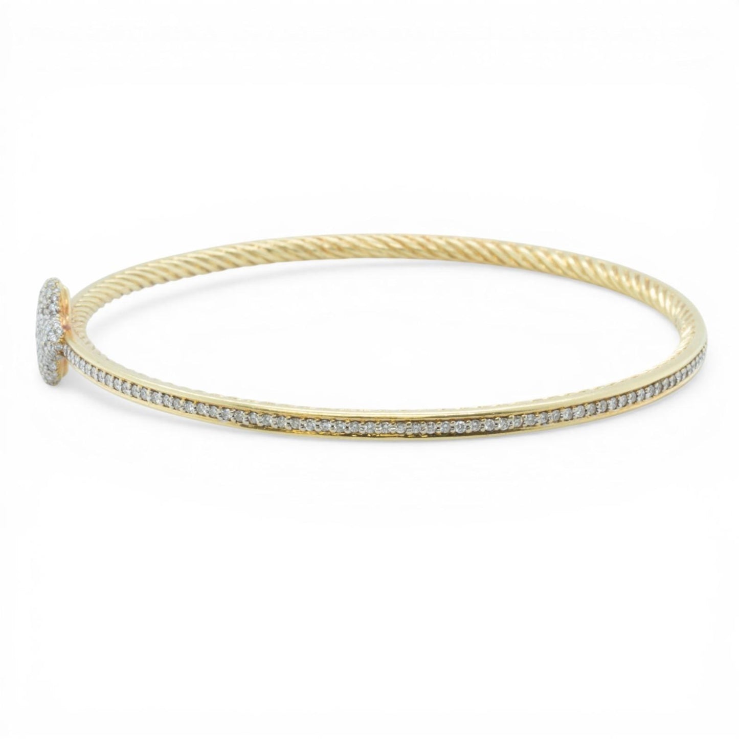 David Yurman 18k Yellow Gold Pave Diamond Confetti Quatrefoil Bangle Bracelet