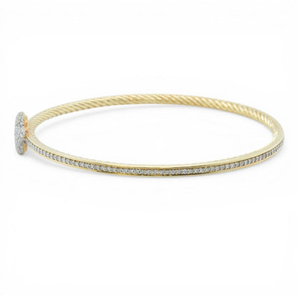 David Yurman 18k Yellow Gold Pave Diamond Confetti Quatrefoil Bangle Bracelet