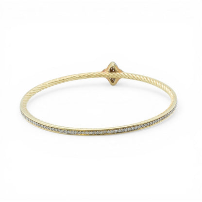 David Yurman 18k Yellow Gold Pave Diamond Confetti Quatrefoil Bangle Bracelet