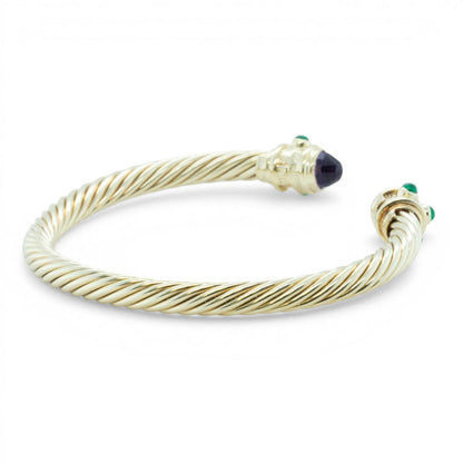 David Yurman Renaissance Cablespira Amethyst Emerald 14k Gold 5mm Bracelet