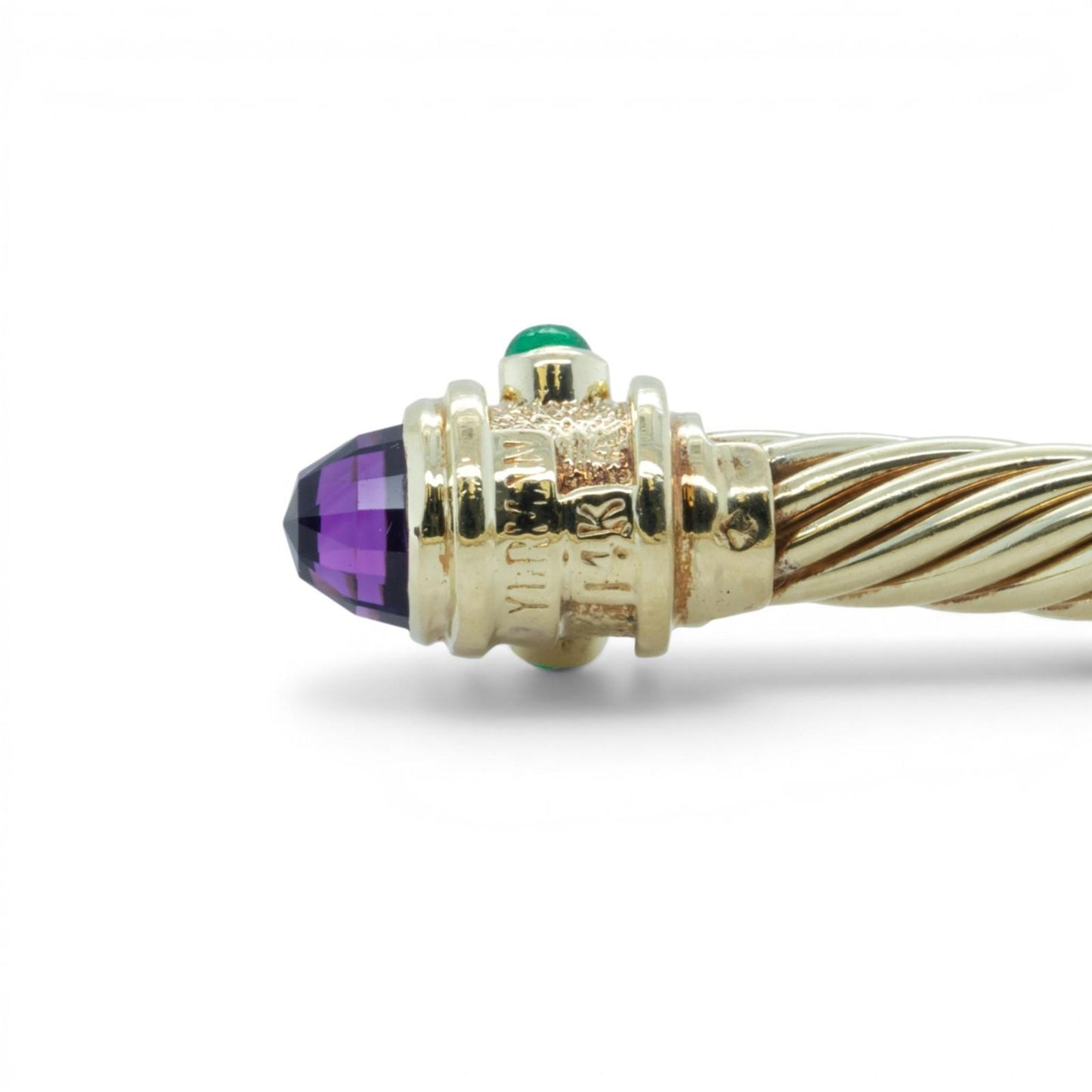 David Yurman Renaissance Cablespira Amethyst Emerald 14k Gold 5mm Bracelet