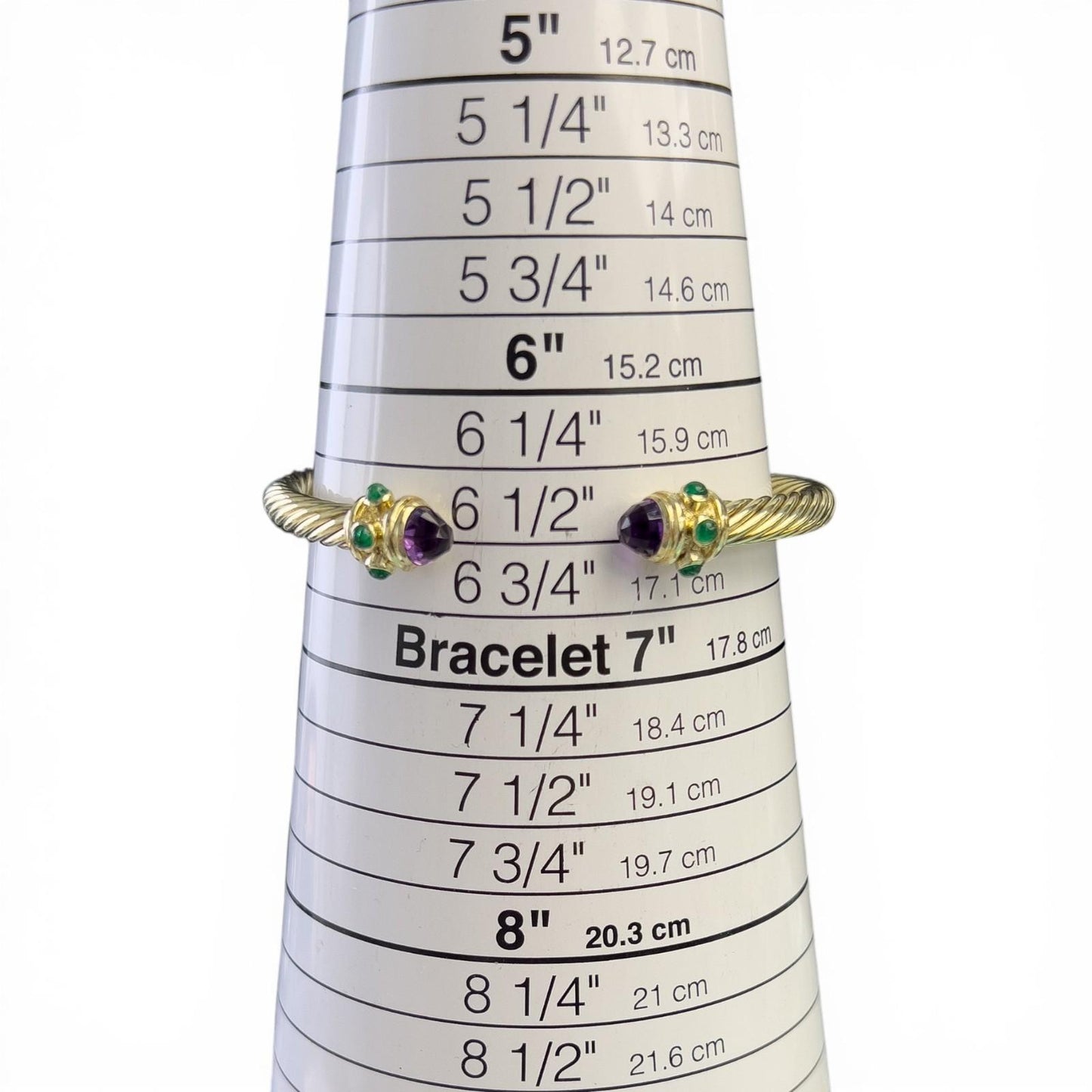 David Yurman Renaissance Cablespira Amethyst Emerald 14k Gold 5mm Bracelet