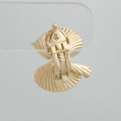 Tiffany & Co Fanned Swirl Ribbon George Shuler 14k Yellow Gold Earrings w/ POUCH
