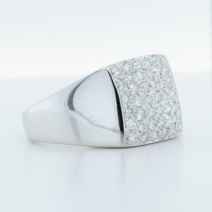 Men's 14k White Gold Pave Diamond Square Top Signet Ring 0.50ctw Size 10.25