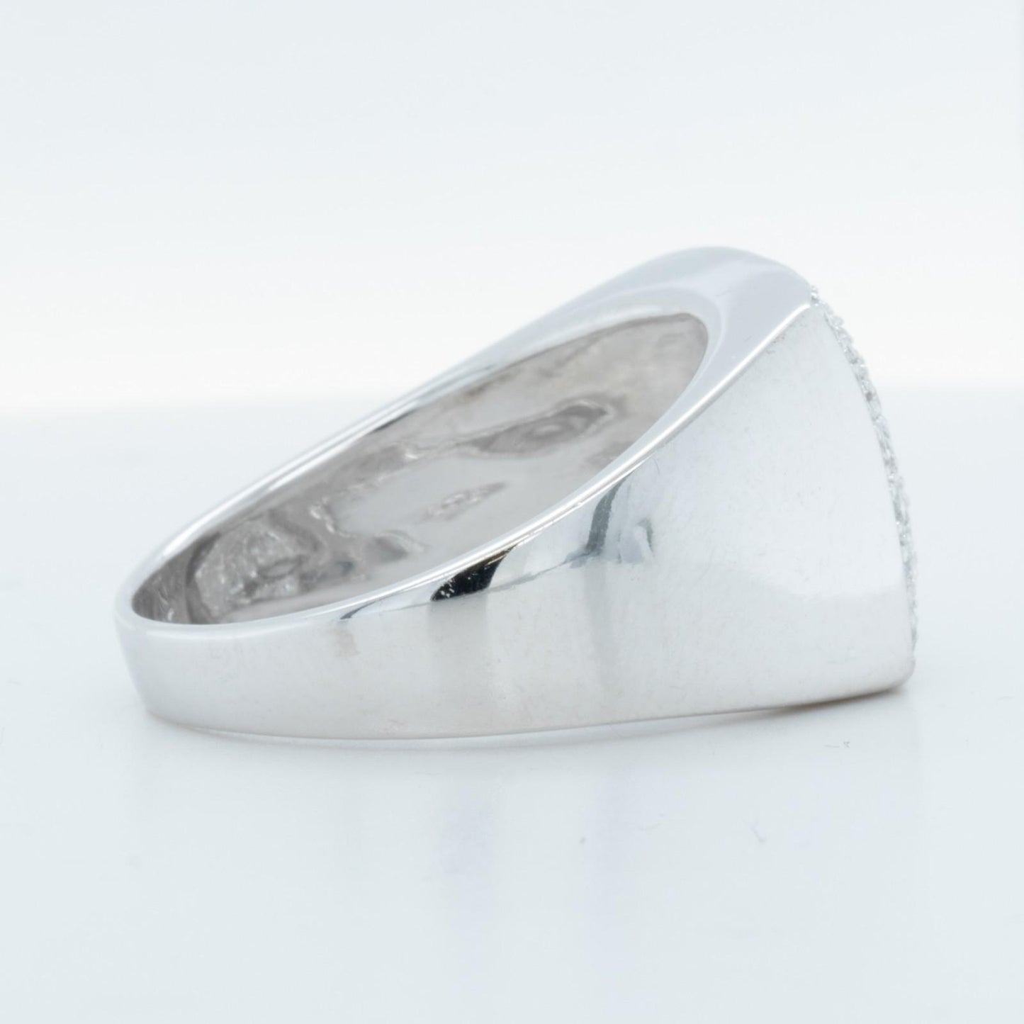 Men's 14k White Gold Pave Diamond Square Top Signet Ring 0.50ctw Size 10.25