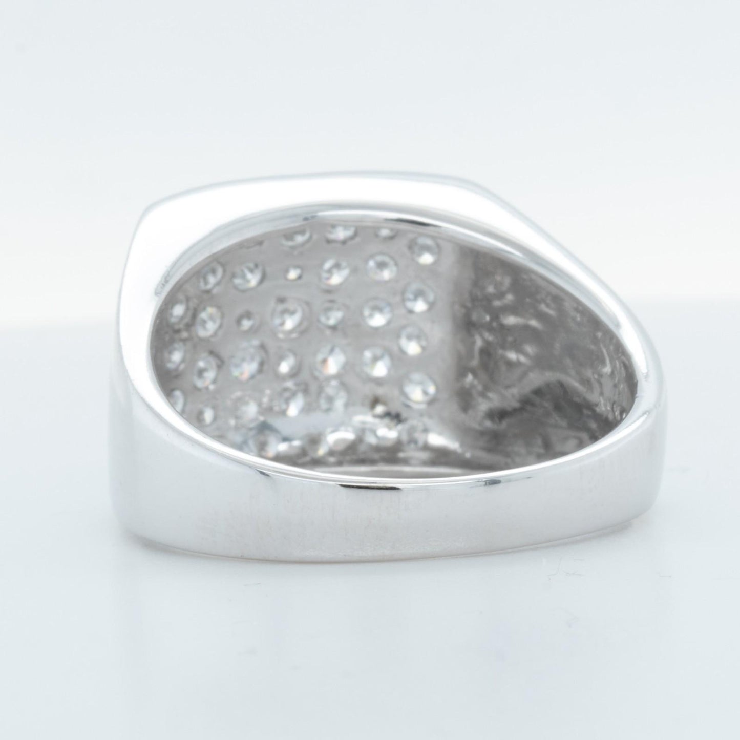 Men's 14k White Gold Pave Diamond Square Top Signet Ring 0.50ctw Size 10.25