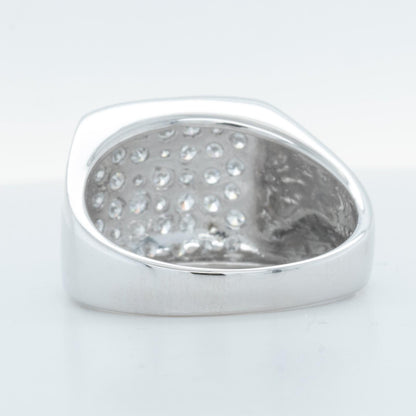 Men's 14k White Gold Pave Diamond Square Top Signet Ring 0.50ctw Size 10.25