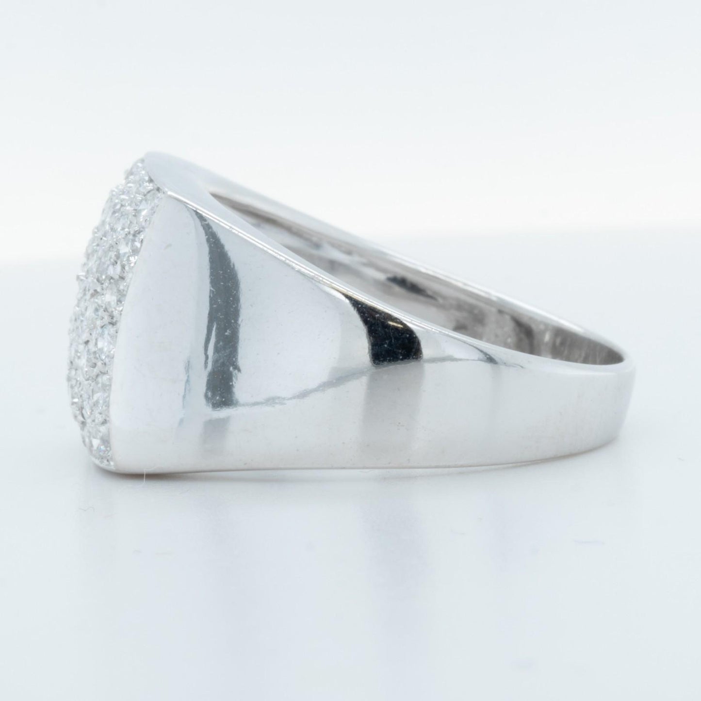 Men's 14k White Gold Pave Diamond Square Top Signet Ring 0.50ctw Size 10.25