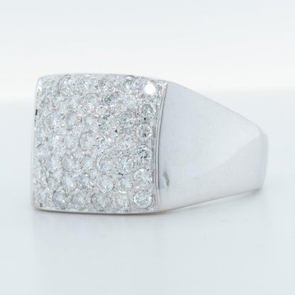 Men's 14k White Gold Pave Diamond Square Top Signet Ring 0.50ctw Size 10.25