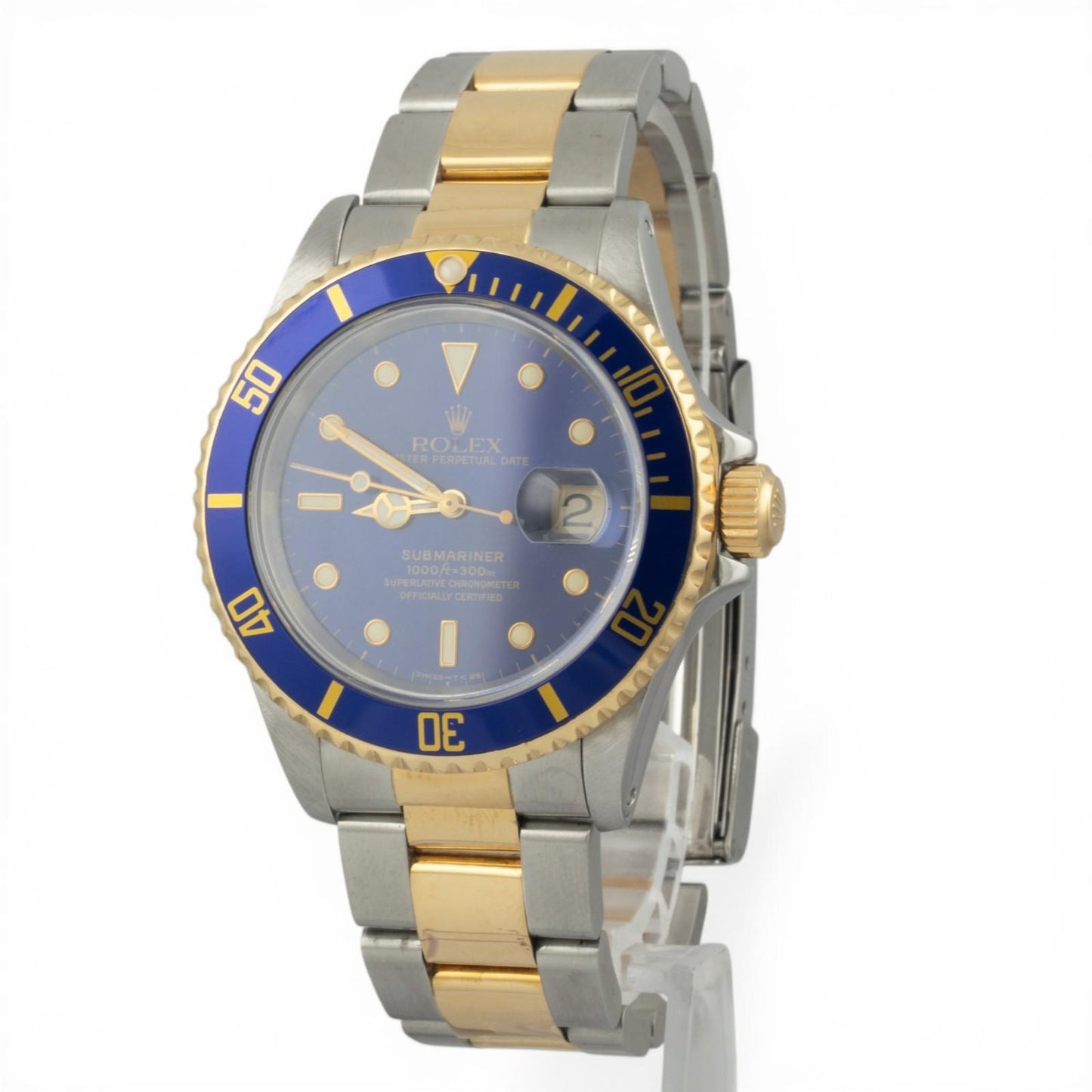 1991 Rolex Submariner 18k Gold & Stainless Steel Blue 40mm 16613 BOX + PAPERS