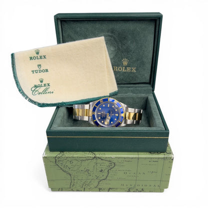 1991 Rolex Submariner 18k Gold & Stainless Steel Blue 40mm 16613 BOX + PAPERS
