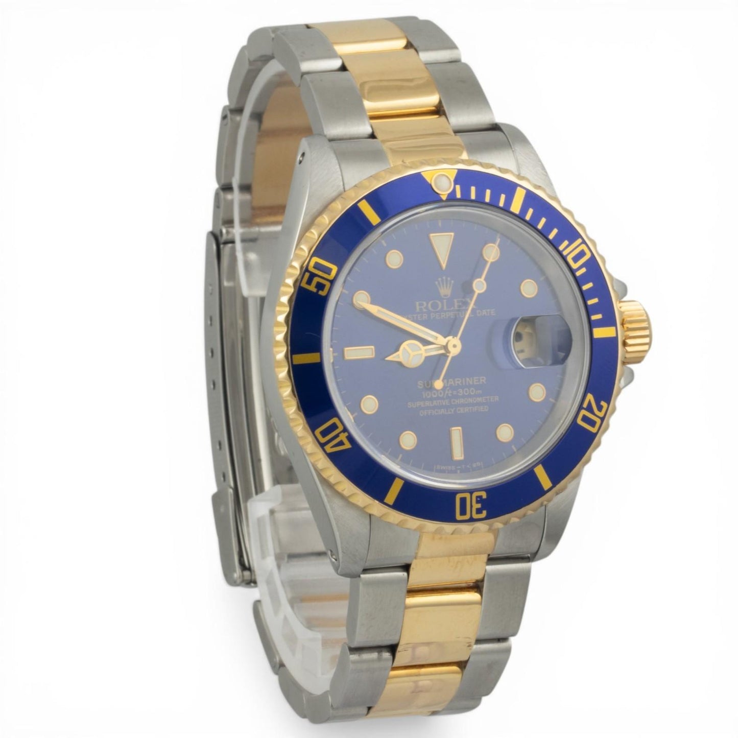 1991 Rolex Submariner 18k Gold & Stainless Steel Blue 40mm 16613 BOX + PAPERS
