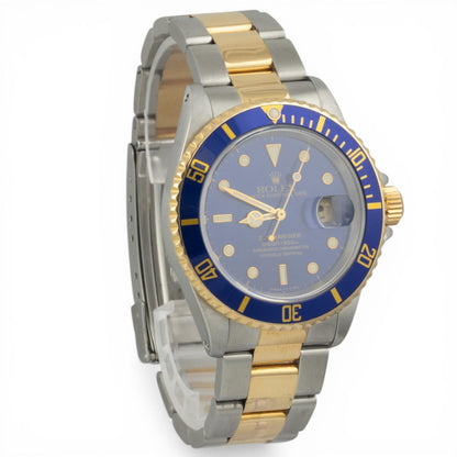 1991 Rolex Submariner 18k Gold & Stainless Steel Blue 40mm 16613 BOX + PAPERS