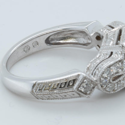 14k White Gold Princess Cut Diamond Halo Engagement Ring 0.60ctw H SI2 Size 7.25