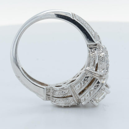 14k White Gold Princess Cut Diamond Halo Engagement Ring 0.60ctw H SI2 Size 7.25