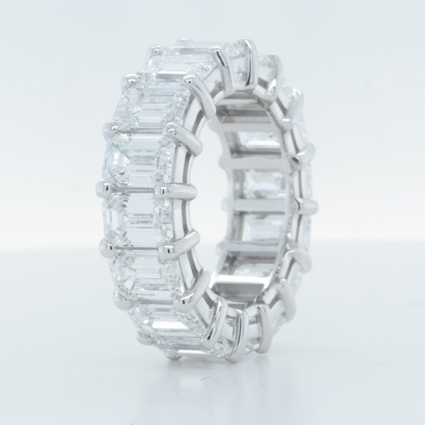 14k White Gold Lab Grown Emerald Diamond 16 St. Eternity Band 11.64ctw E-F-G VS1