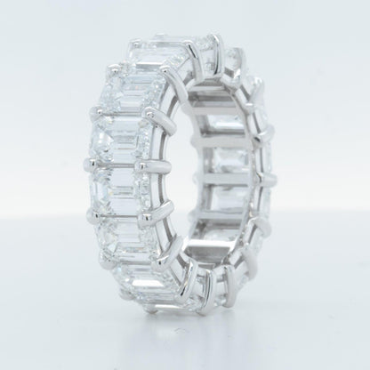 14k White Gold Lab Grown Emerald Diamond 16 St. Eternity Band 11.64ctw E-F-G VS1