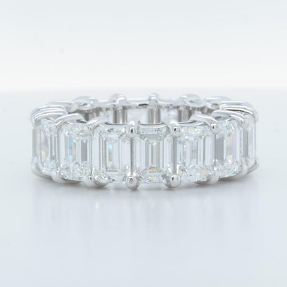 14k White Gold Lab Grown Emerald Diamond 16 St. Eternity Band 11.64ctw E-F-G VS1