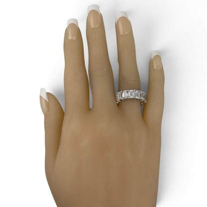 14k White Gold Lab Grown Emerald Diamond 16 St. Eternity Band 11.64ctw E-F-G VS1