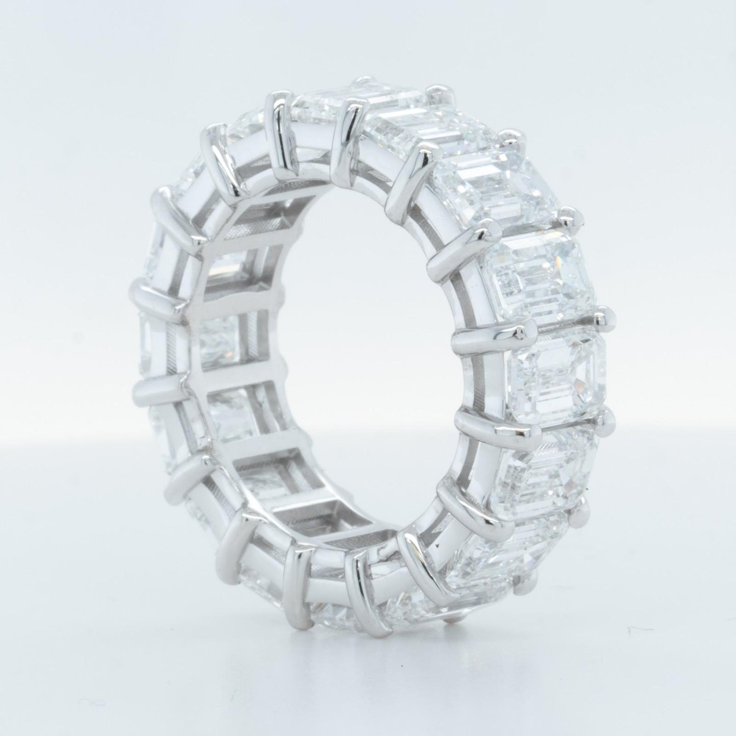 14k White Gold Lab Grown Emerald Diamond 16 St. Eternity Band 11.64ctw E-F-G VS1