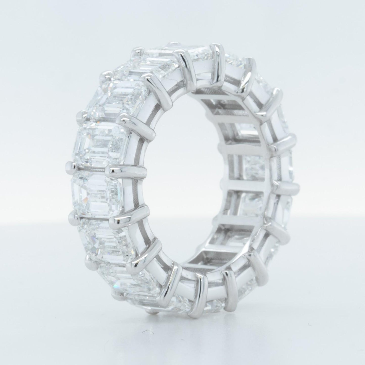 14k White Gold Lab Grown Emerald Diamond 16 St. Eternity Band 11.64ctw E-F-G VS1