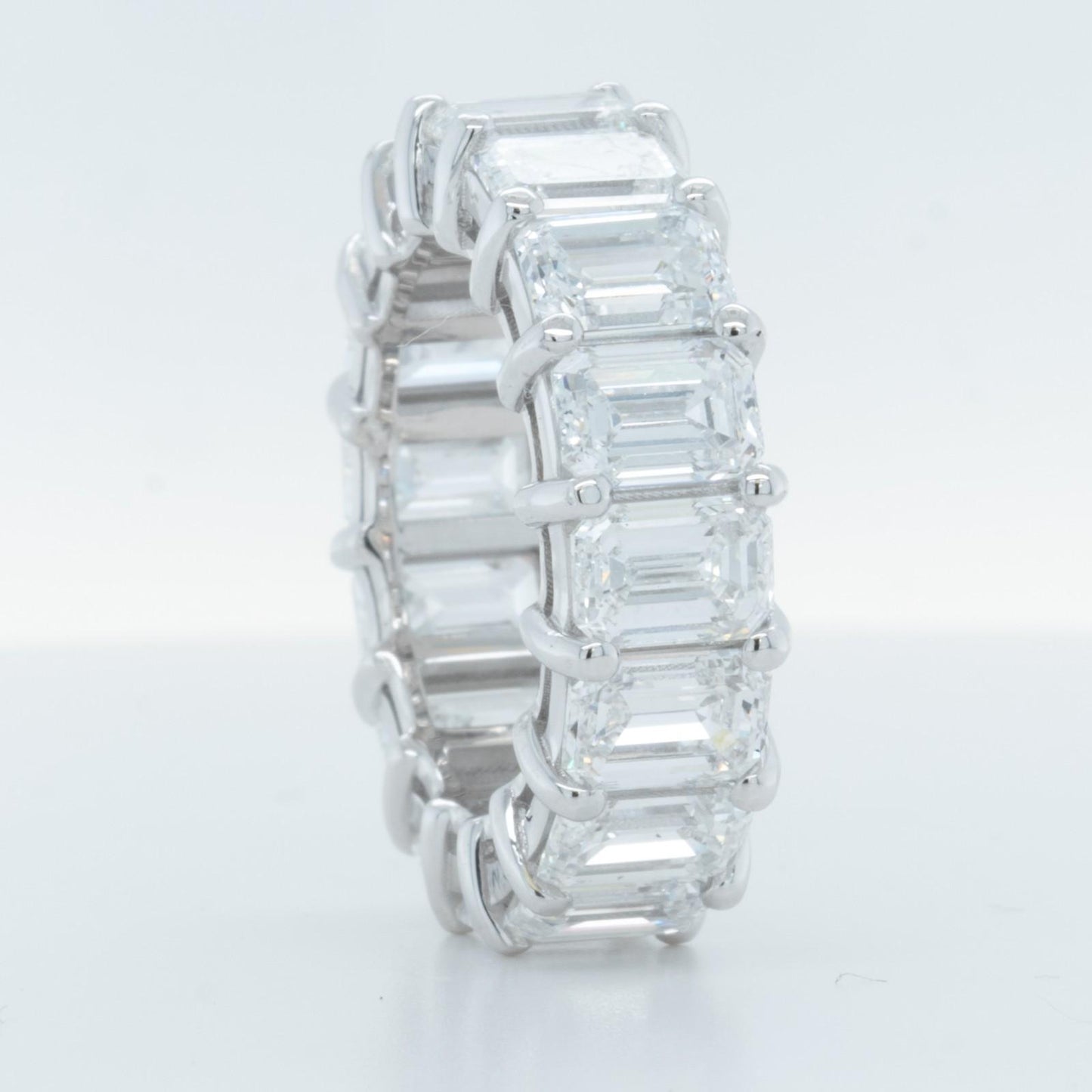 14k White Gold Lab Grown Emerald Diamond 16 St. Eternity Band 11.64ctw E-F-G VS1