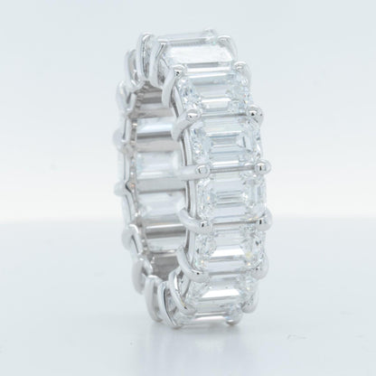 14k White Gold Lab Grown Emerald Diamond 16 St. Eternity Band 11.64ctw E-F-G VS1
