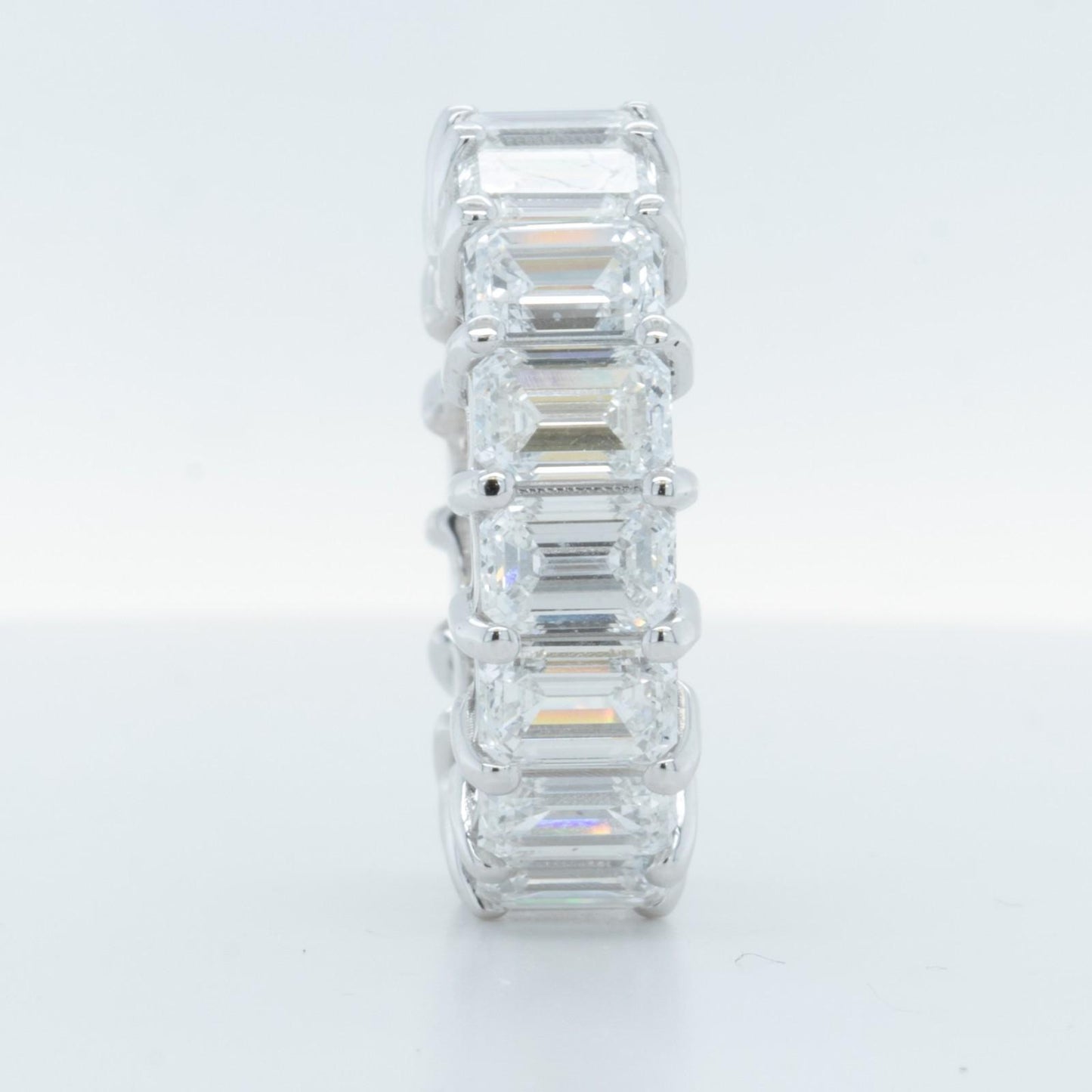 14k White Gold Lab Grown Emerald Diamond 16 St. Eternity Band 11.64ctw E-F-G VS1