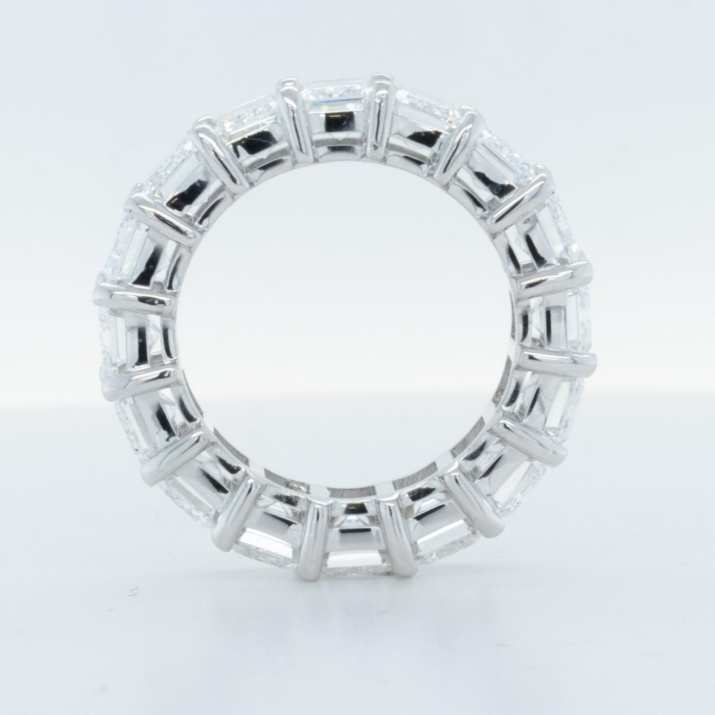 14k White Gold Lab Grown Emerald Diamond 16 St. Eternity Band 11.64ctw E-F-G VS1